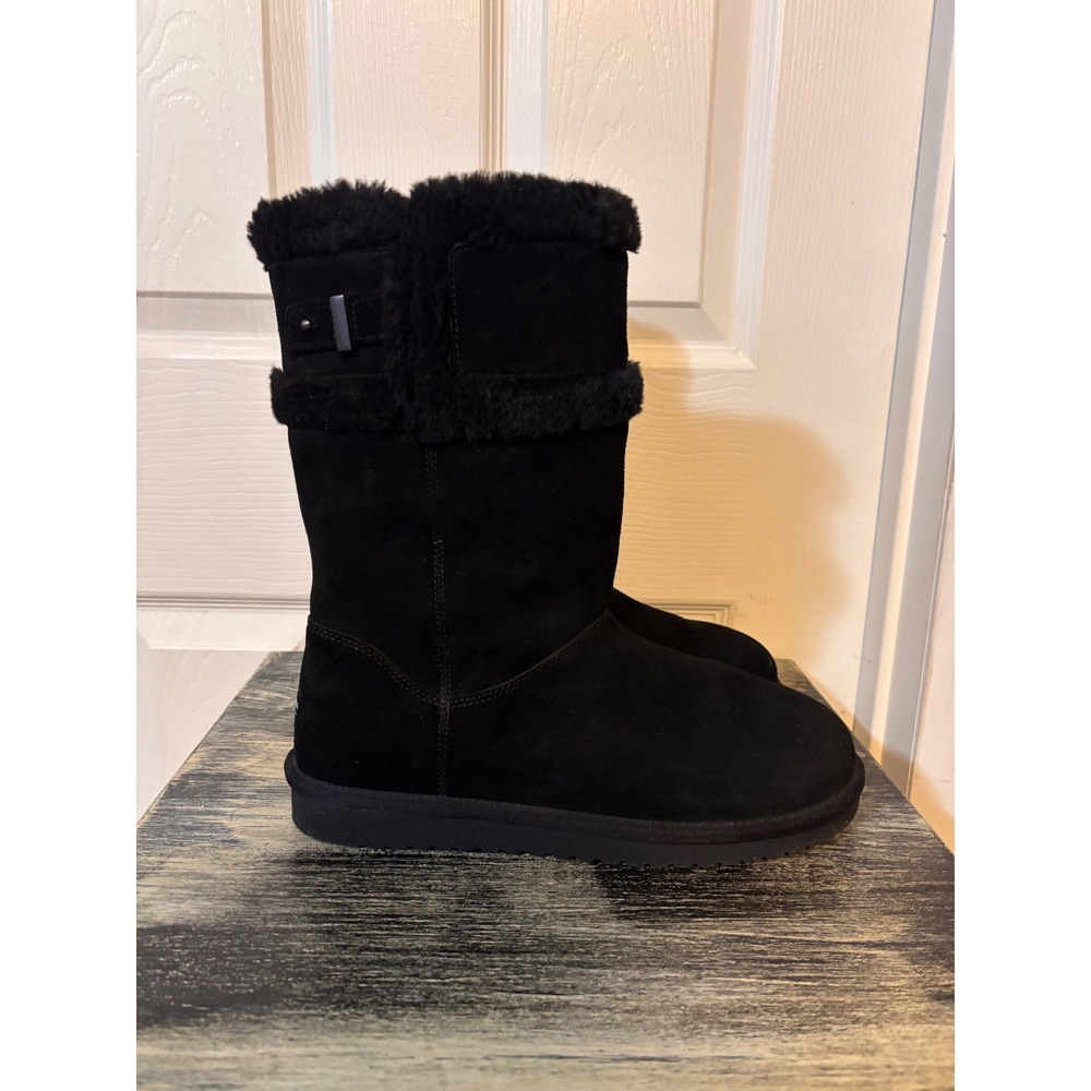 Koolaburra by UGG Black Suede Faux Fur Mid Calf Winter Boots Size 10